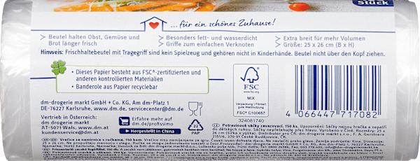 Nutritional values and ingredients dm Profissimo Keep-fresh bag with carrying handle (150x)
