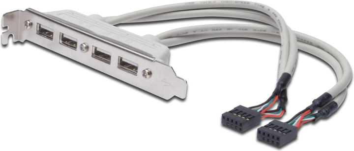 Produktbild Digitus ASSMANN USB Slotblechkabel 4x Typ A - 2x10pin IDC Bu/Bu 0,25m USB 2.0 kompatibel be