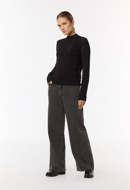 Produktbild Comma Strickpullover Strickpullover mit Fischgrätmuster und Rippbündchen (46)