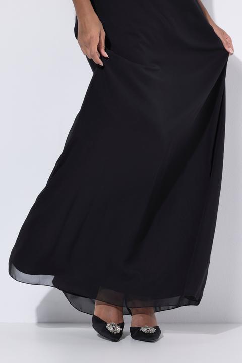 Produktbild Ulla Popken Chiffon-Maxikleid, doppellagig, V-Ausschnitt, 3/4-Arm (58)