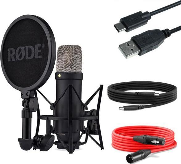 NT1 5th Generation Microphone - Colour Black SM6 Spider with pop protection XLR cable 6m USB-C to USB-C cable 3m dust bag + keepdrum USB cable type A to type C 50cm