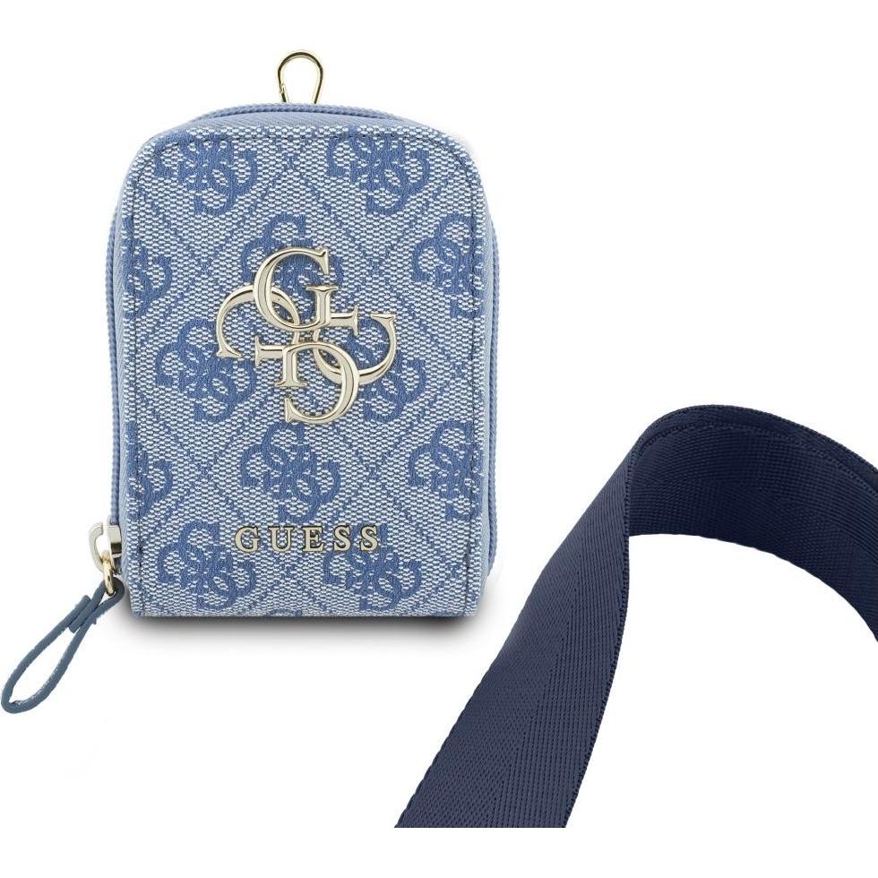 Guess, Portafoglio, Universal lanyard with wallet 4G Metal Logo blue, Blu
