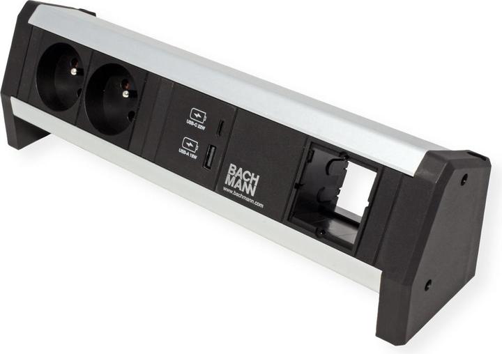 Actual product image Bachmann DESK - 2 AC outlets - Indoor - GST18 - Aluminium - Plastic - Black - Silver (2 x, CEE 7/5, CEE 7/3)