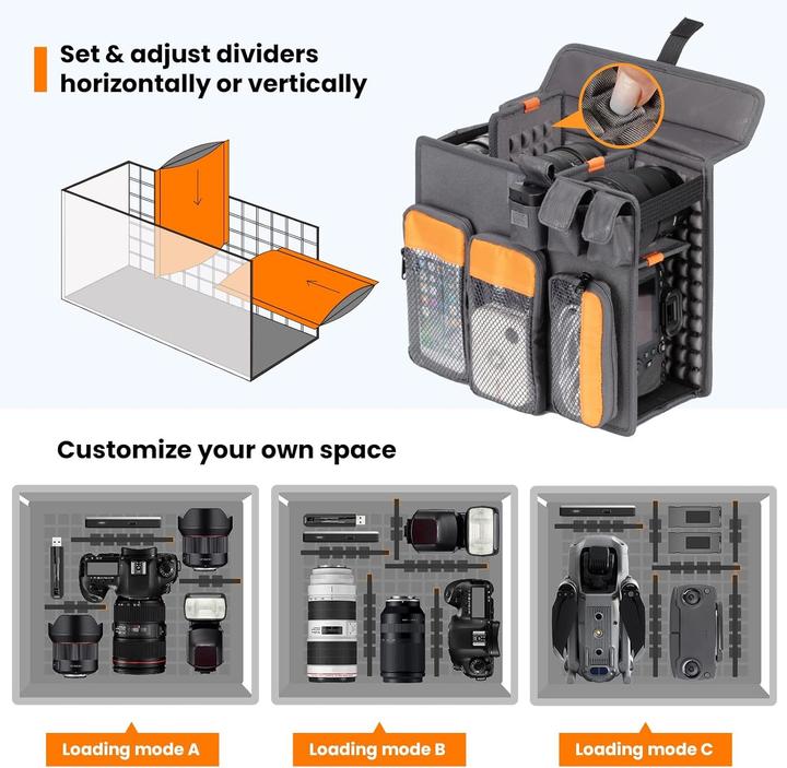 Actual product image Tarion Modular Camera Backpack with Laptop Compartment and Waterproof Design (Photo backpack)