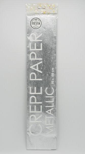 Actual product image Globos Metallic Crepe Paper Silver, 50x150cm (1 x)