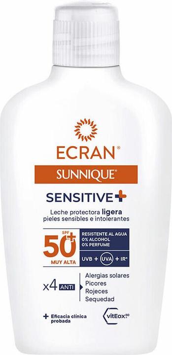 Actual product image Ecran Sunnique Sensitive Milk Spf50+ - 200 Ml (Suntan lotion, SPF 50+, 200 ml)