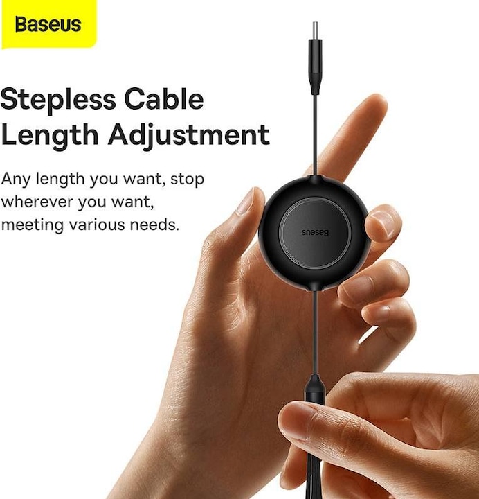 Productafbeelding Baseus Heldere Spiegel 4, USB-C 3-in-1 kabel voor micro USB / USB-C / Lightning 100W / 3,5A 1,1m (Zwart) (1.10 m, USB 3.2 Gen 1)