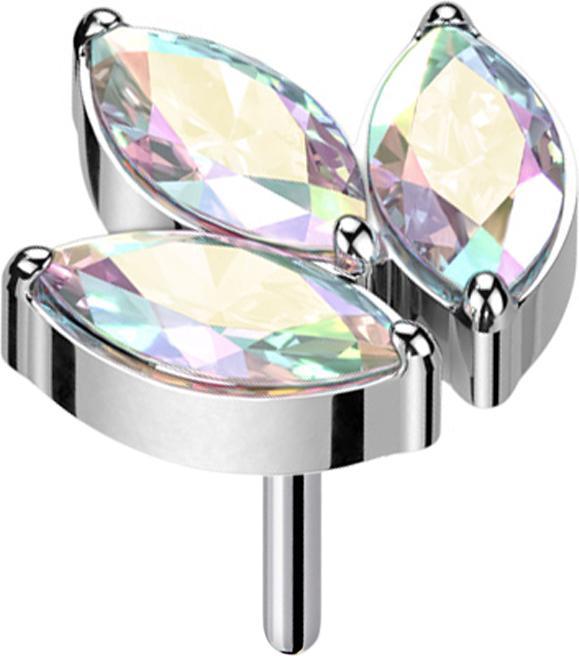 Produktbild Star Piercing Threadless silber drei Ovalen Kristalle multicolor (Titan G23, ohne Messing)