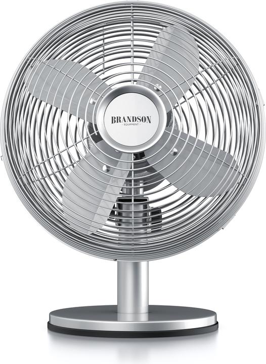 Produktbild Brandson Tischventilator, Retro Design, Oszillation, Neigungswinkel ca. 40°, Metallgehäuse, 30W, silber (50 dB)