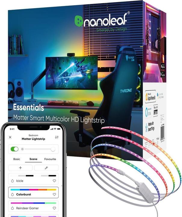 Immagine prodotto Nanoleaf Essentials Matter Multicolore Lightstrip 5 metri (RGBIC, 500 cm, Interno)