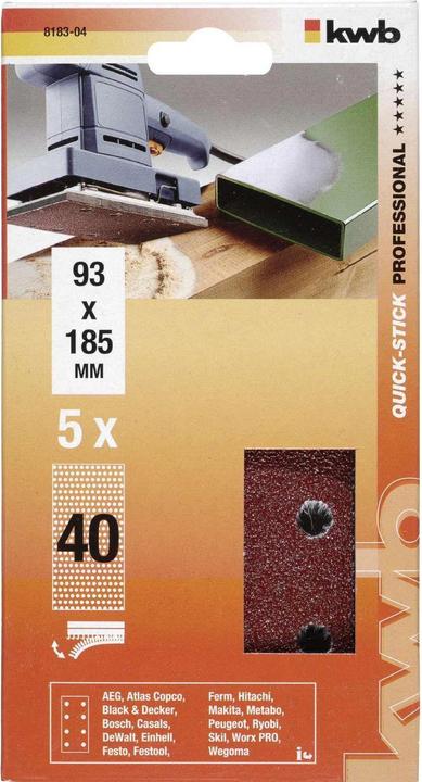 Image du produit kwb Corindon perforé 93X180 K 40 (40)