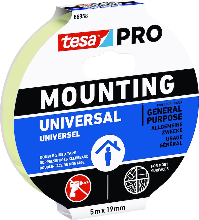 Immagine prodotto tesa Nastro di montaggio PRO Mounting UNIVERSAL, biadesivo, autoadesivo (19 mm)