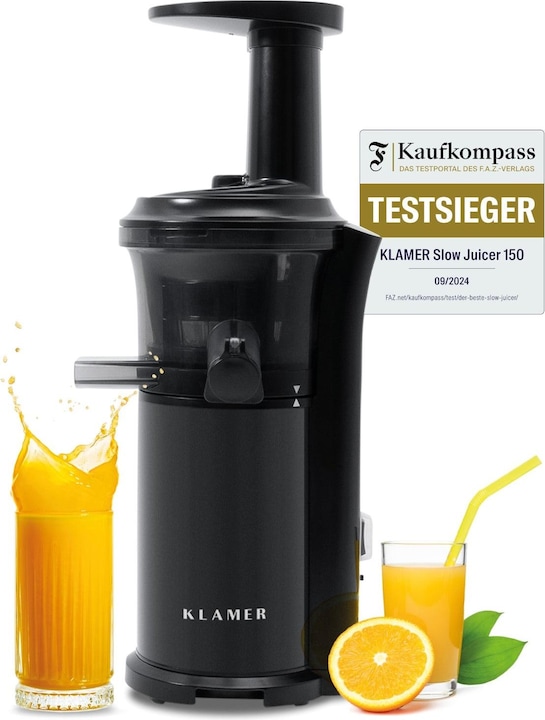 Image du produit KLAMER Slow Juicer Gemüse und Obst, Entsafter mit Rückwärtsgang, elektrische Fruchtpresse