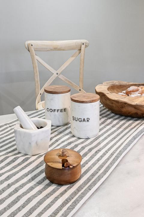 Produktbild DKD Home Decor Tischdecke und Servietten 150 x 150 x 0,5 cm Grau Weiss grün