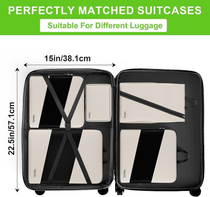 Actual product image Only-Bags.Store 6 compression packing cubes for suitcases, expandable storage bags for travelling items