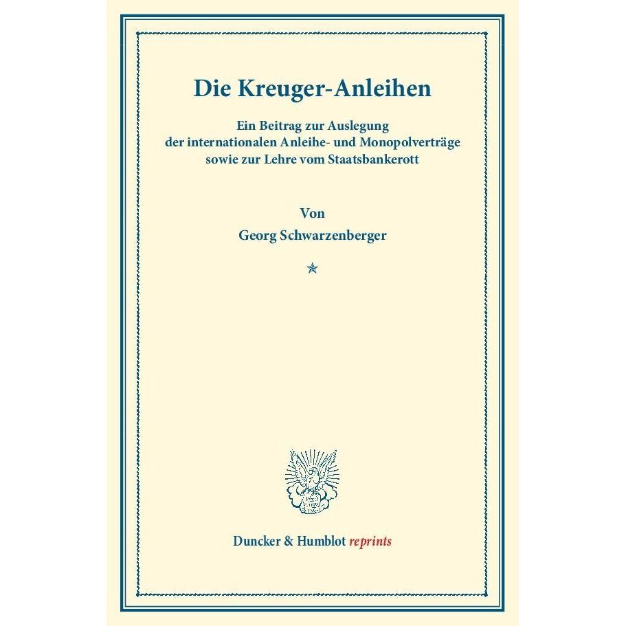Die Kreuger-Anleihen., Fachbücher