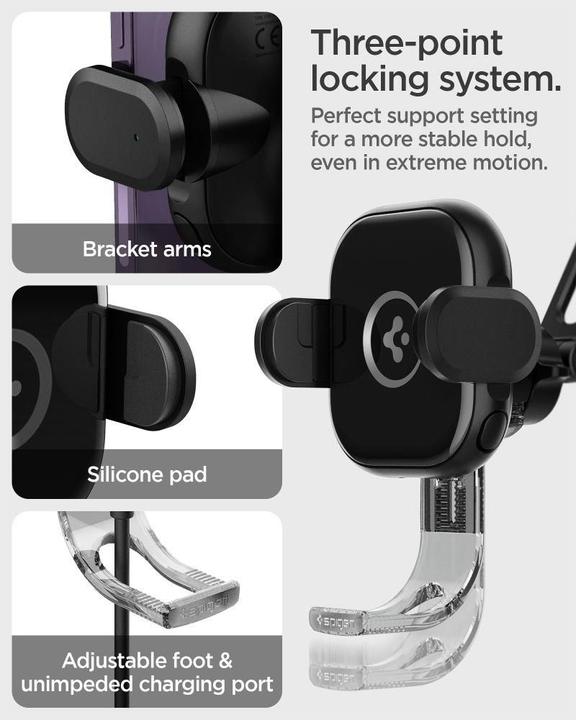 Image du produit Spigen Support voiture avec chargeur UTS35W Onetap Support voiture universel pour pare-brise et tableau de