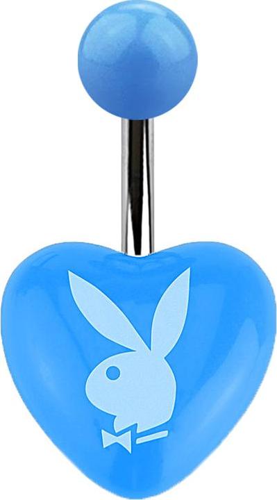 Immagine prodotto Star Piercing Banana argento con cuore azzurro e coniglietto Playboy (Materiale sintetico, Acciaio chirurgico 316L, senza ottone)