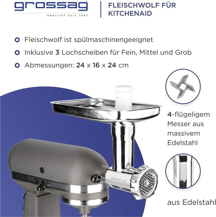 Produktbild Grossag Fleischwolf für KitchenAid, KFW 500, Edelstahl