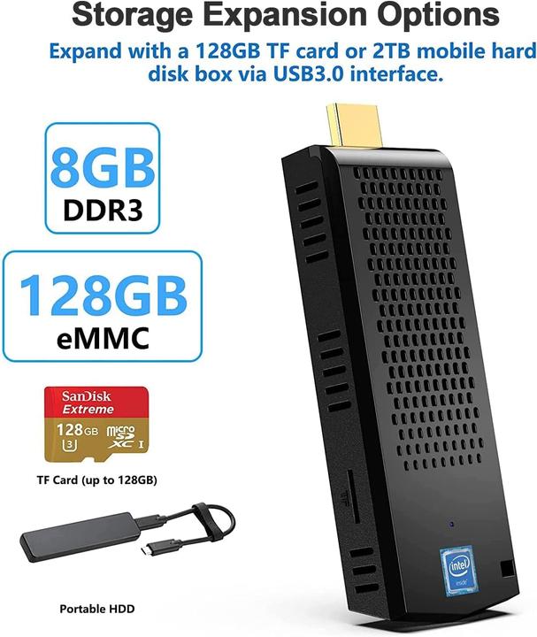 Produktbild Snunmu Mini-PC-Stick (128 GB, 8 GB, Intel Atom x5-Z8350)