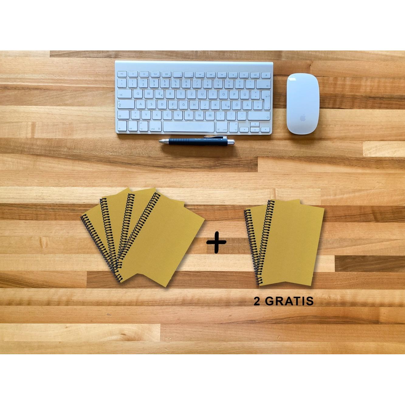 Thumbnail - E & Z, Heft + Block, A 6 Notizbuch - Set, 4+2 gratis, Luxury 80 Seiten GOLD GMUND SHIMMER, kariert 7x7mm (A6, Kariert)