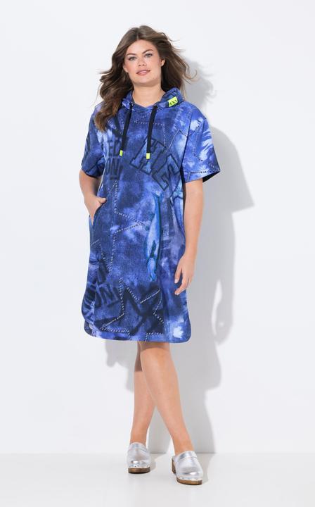 Immagine prodotto Laurasøn Damen Strand Sweatkleid, 1/2 Arm, Kapuze, OEKO-TEX blue denim 48+ 838226902-48+ (50)