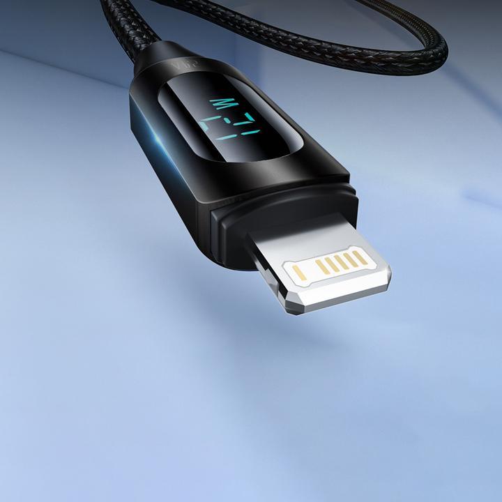 Actual product image Wozinsky USB-A Cable - Lightning WUALC1 with LED Display 2.4A 1m - Black (1 m, 12.50 W)
