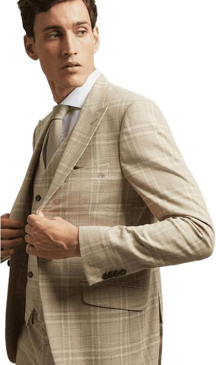 Actual product image Burton Mens Checked Textured Skinny Suit Jacket