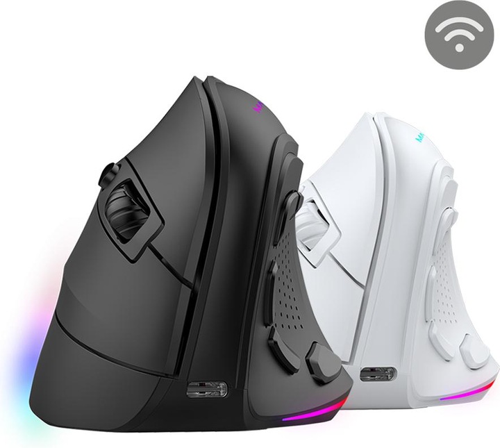 Actual product image Mars Gaming Souris Sans Fil Gamer Ergonomique Verticale Mm-Sk RGB (Blanc) (Wireless)