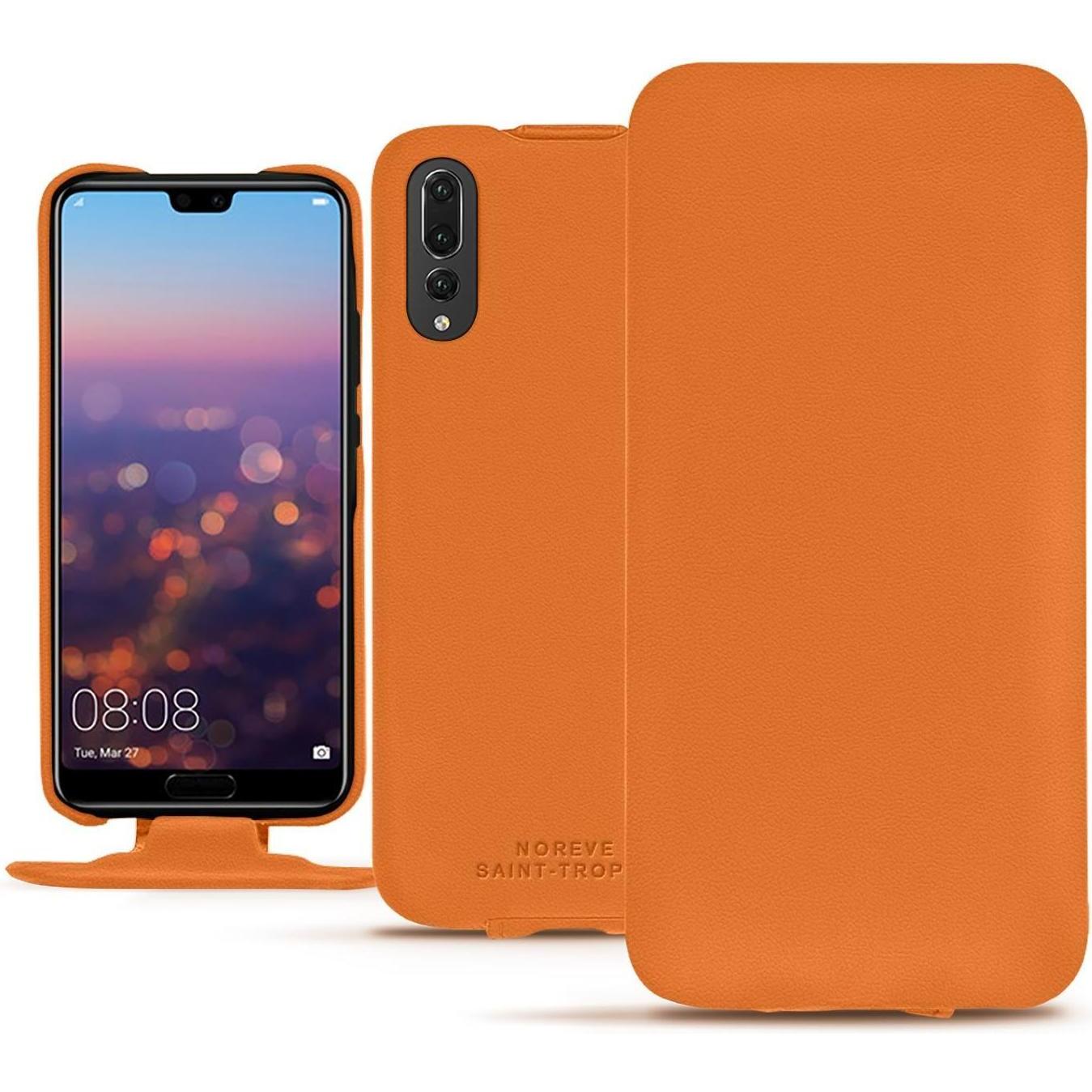 Noreve Lederschutzhülle vertikal (Huawei P20 Pro), Smartphone Hülle, Orange
