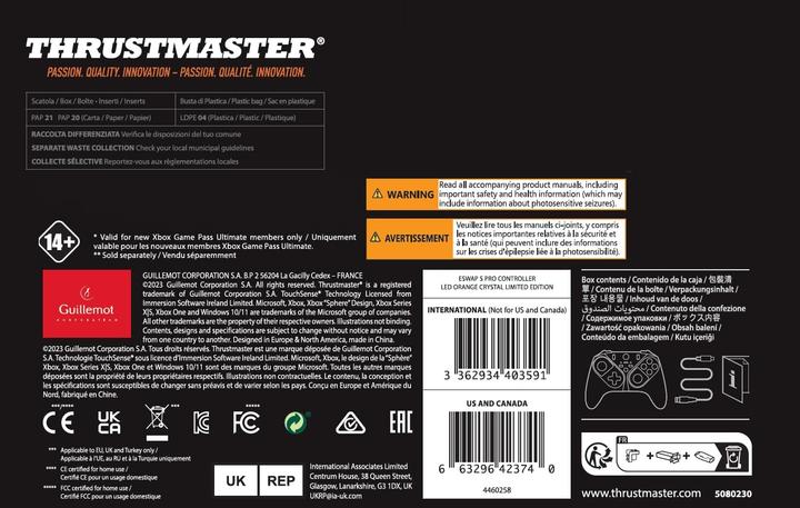 Immagine prodotto Thrustmaster ESWAP S Pro Controller LED Arancione Cristallo Edizione Limitata (Windows, Xbox One S, Xbox Series X)