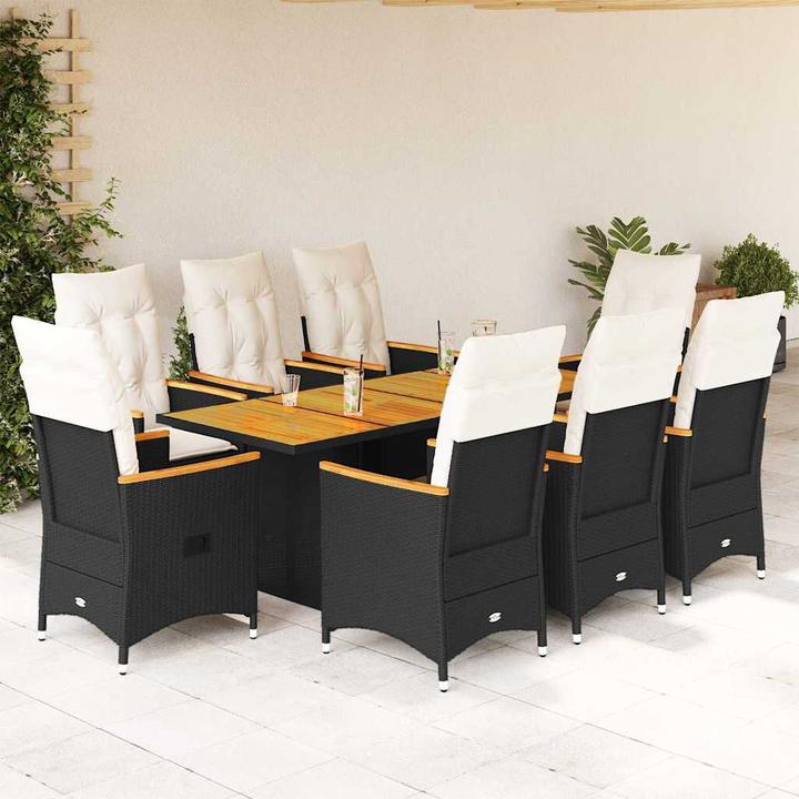 Image du produit VidaXL Meuble de jardin Ensemble de jardin 9pcs. noir Poly rotin (80 cm)