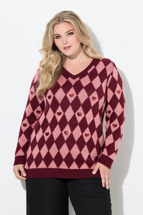 Actual product image Miamoda Pullover, Rhombenmuster, Pailletten-Herzen (42, 44)