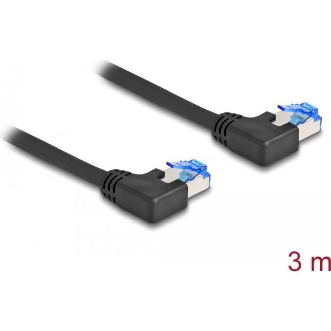 Thumbnail - Delock RJ45 Netzwerkkabel Cat.6A S/FTP links gewinkelt 3 m schwarz (S/FTP, CAT6a, 3 m), Netzwerkkabel