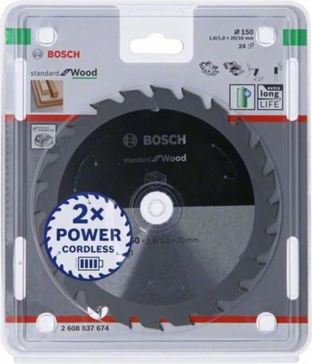 Productafbeelding Bosch Professional Zubehör Cirkelzaagblad Standaard voor hout, 150x1,6/1x20, 24 tanden