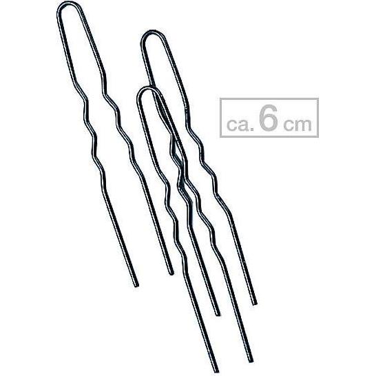 Cosmetic Schwarz Haarklammer + Haarclips, Haarnadeln 60X1,2Mm Gewellt 10St (25 Stk.)