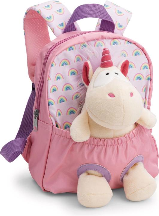NICI 62691 Rucksack mit Plüschtier 21x26cm Einhorn 25cm rosa