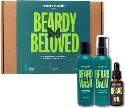 Actual product image Men Rock Beardy Beloved Awakening Sicilian Lime Beard Kit, beard balm 100ml, beard wash 100ml, beard oil 30ml