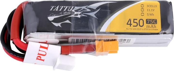 Produktbild Tattu Akumulator 450mAh 11,1V 75C 3S1P Long (11.10 V, 450 mAh)