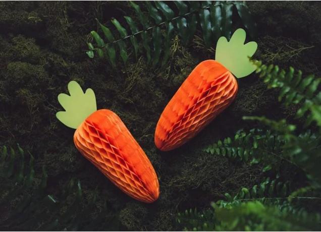 Actual product image Partydeco Paper decoration honeycomb Carrot, orange, 20 cm (1 pkt / 1 pc.) (1 x, 20 x 7 cm)