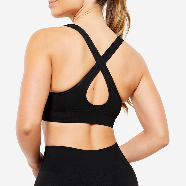 Immagine prodotto Decathlon Reggiseno sportivo da donna con supporto leggero e spalline incrociate - nero (S)