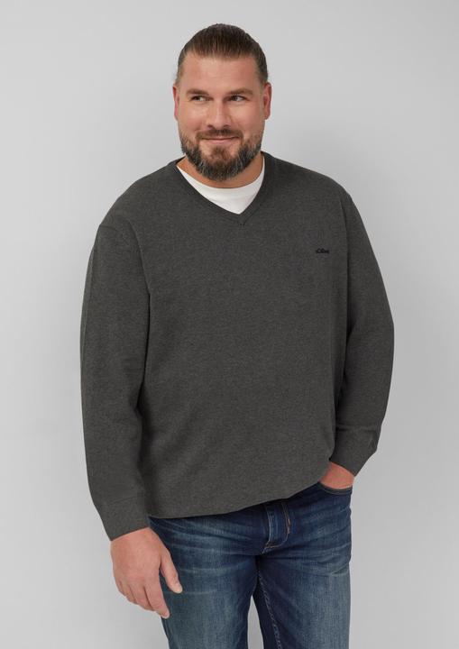 Produktbild s.Oliver Strickpullover Strickpullover mit Logo-Stickerei (4XL)
