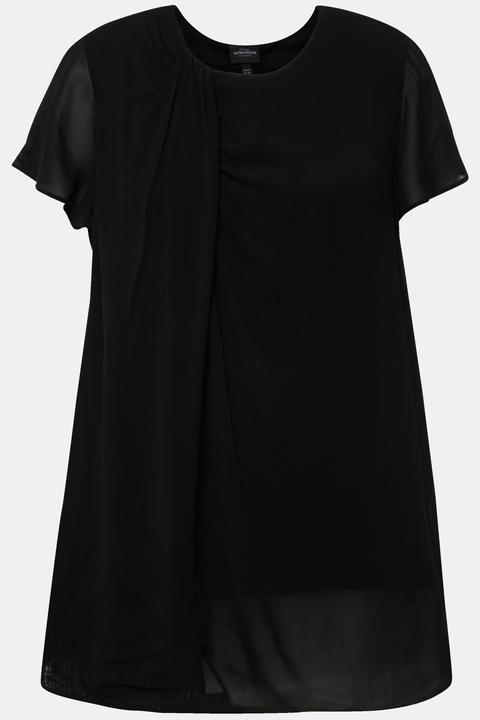 Actual product image Ulla Popken Draped Flutter Sleeve Blouse (60)