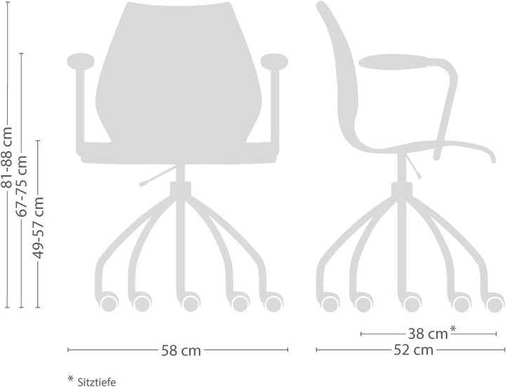 Produktbild Kartell Maui Soft Drehstuhl mit Armlehnen und Gasfeder