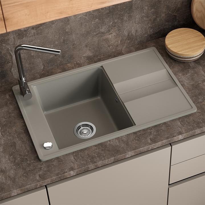 Produktbild Bergström Spülbecken Kyoto, Beton, 78 x 50 cm (Einbauspüle mit Abtropffläche, 78 cm, 50 cm)