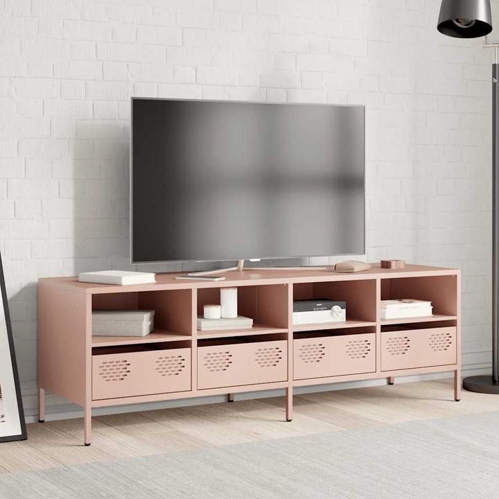 Produktbild vidaXL TV Schrank Lowboard Fernsehschrank Fernsehtisch Rosa Kaltgewalzter Stahl (135 x 39 x 43.5 cm)