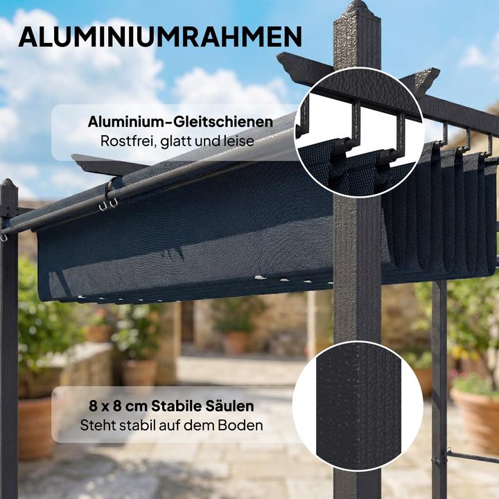 Immagine prodotto Outsunny Pergola Aluminium, Polyester Dunkelgrau (392 cm, 297 cm)