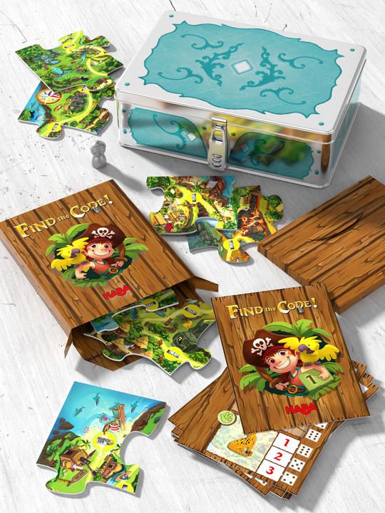 Actual product image Haba Find the code. Pirate Island (German)