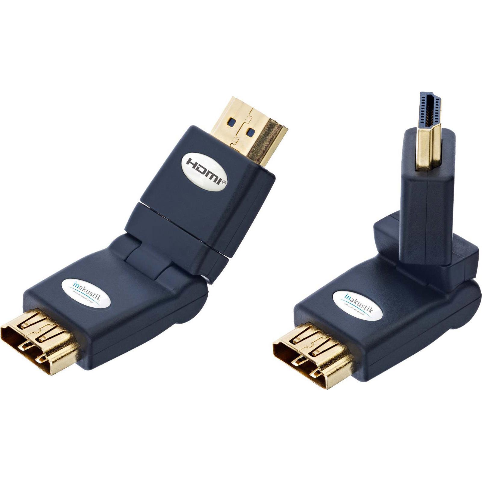 Inakustik Winkeladapter 360° HDMI zu (HDMI, 6 cm), Data + Video Adapter, Schwarz