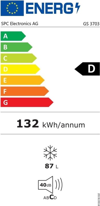 Label énergétique SPC GS3703 (Autonome, 87 l)